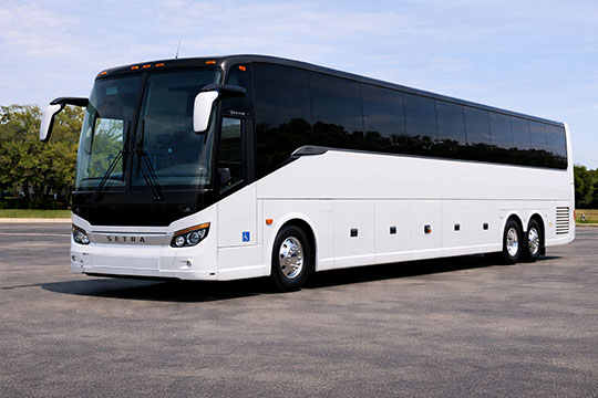 56-passenger charter bus available for charter in Midland, TX